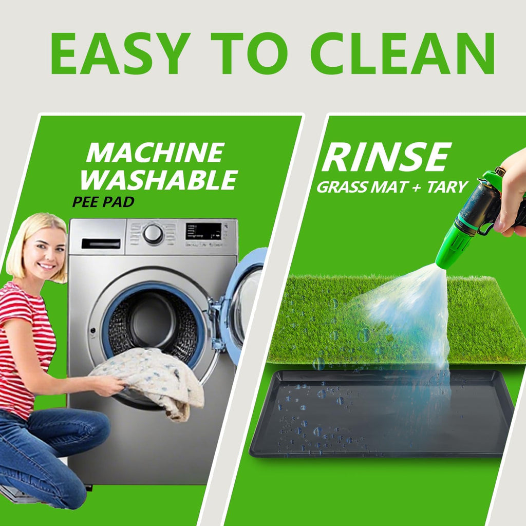 Reusable Artificial Grass Dog Loo System with Tray and Pee Pads, 35x23in B94796