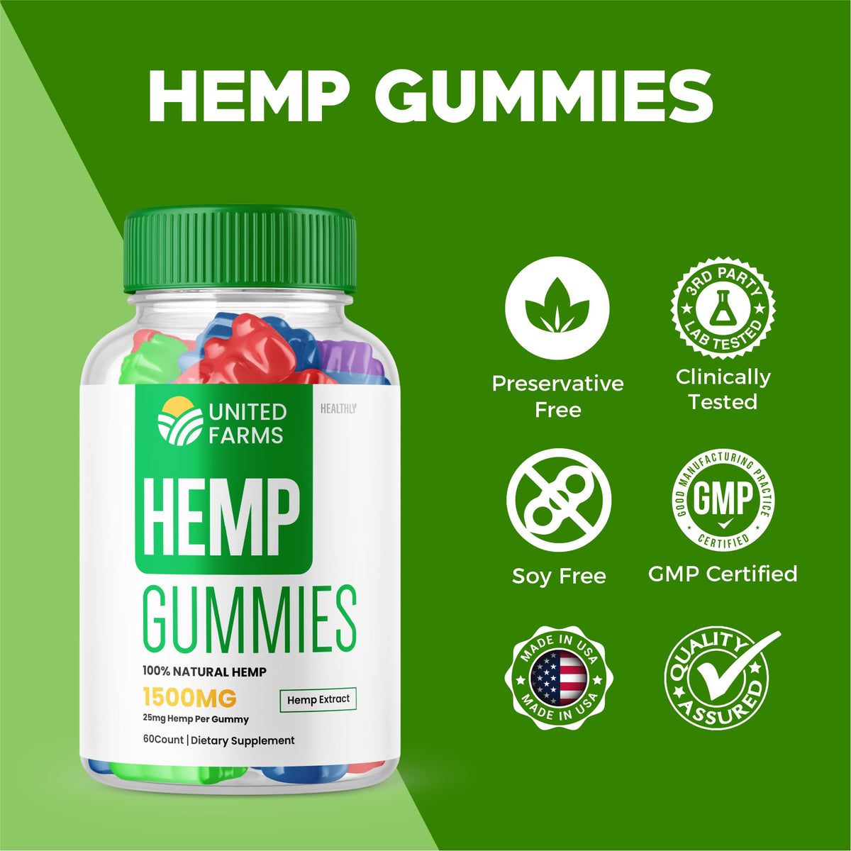 Hemp Extract Gummies 25mg 60 Gummies J46744