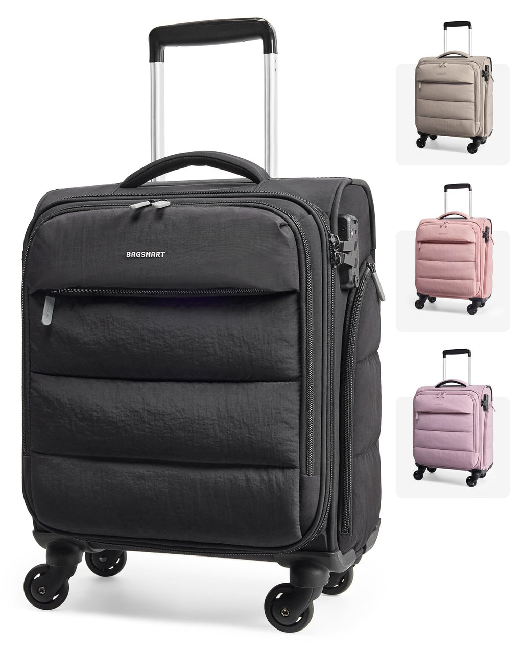 Black Softside Underseat Suitcase with Wheels F5899