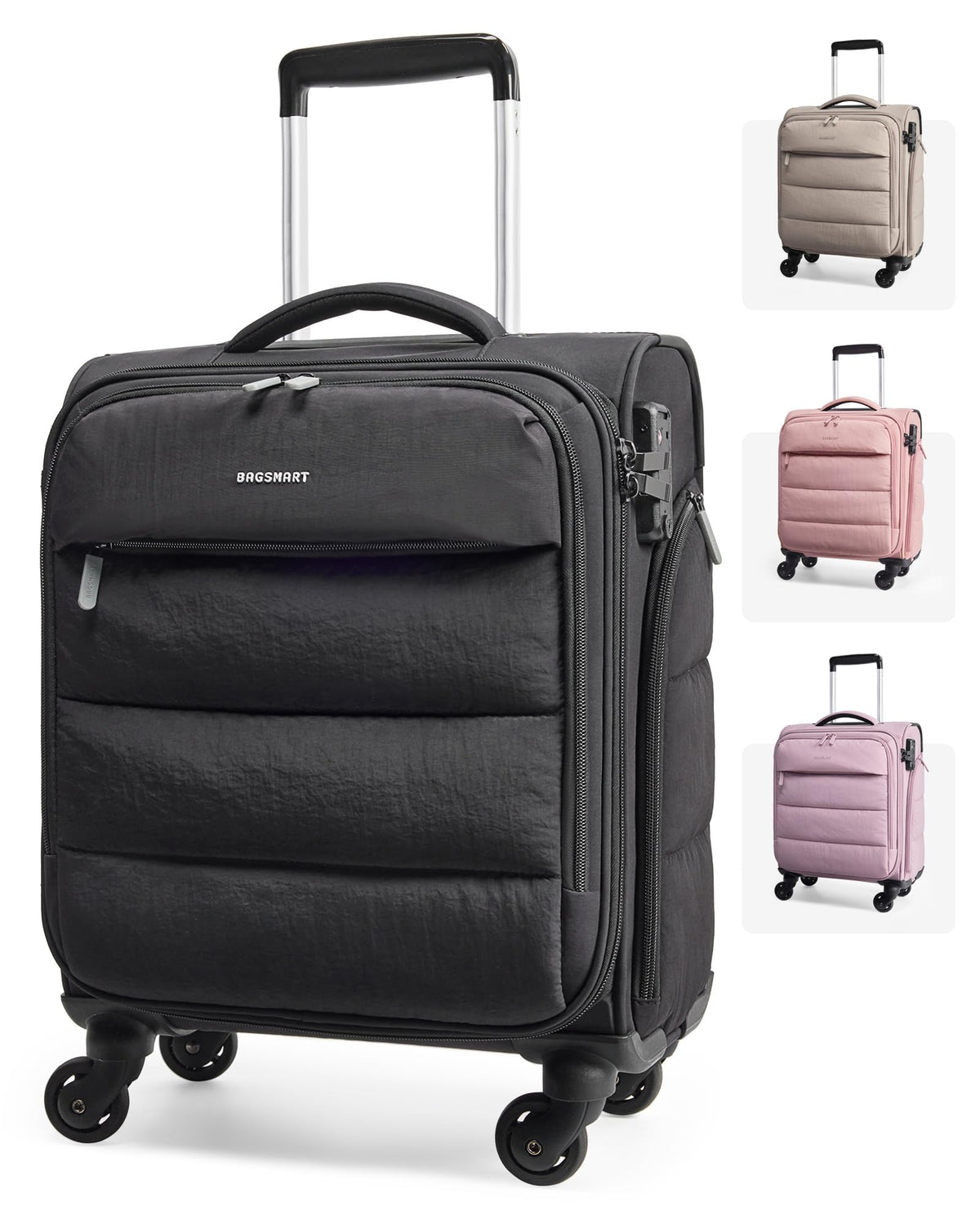 Black Softside Underseat Suitcase with Wheels F5899
