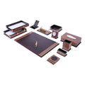 14 Piece Leather Wood Desk Organizer Set F87482
