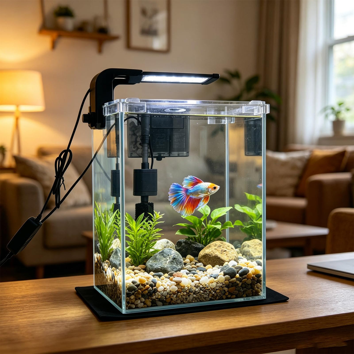 2 Gallon Betta Fish Tank with Filter and Light N7702