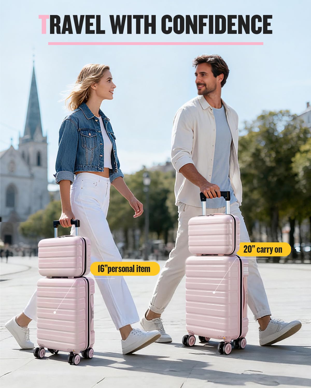16 Inch Underseat Carry On Luggage Light Pink I73692