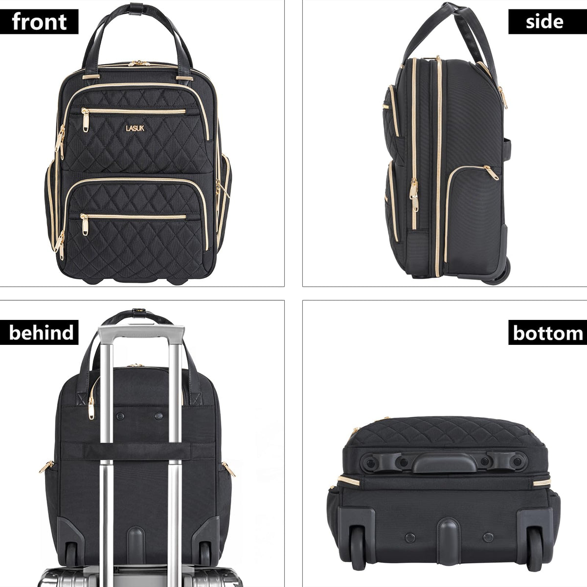 Underseat Carry On Luggage with Wheels, Black, 17" N489447