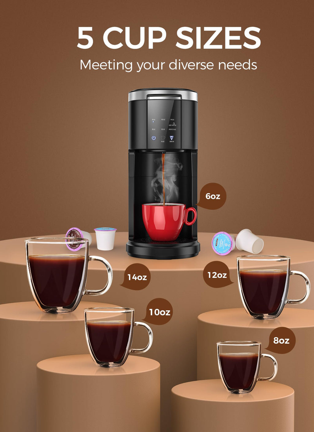 Single Serve Coffee Maker with 40 Oz Water Tank, Satin Black W7720