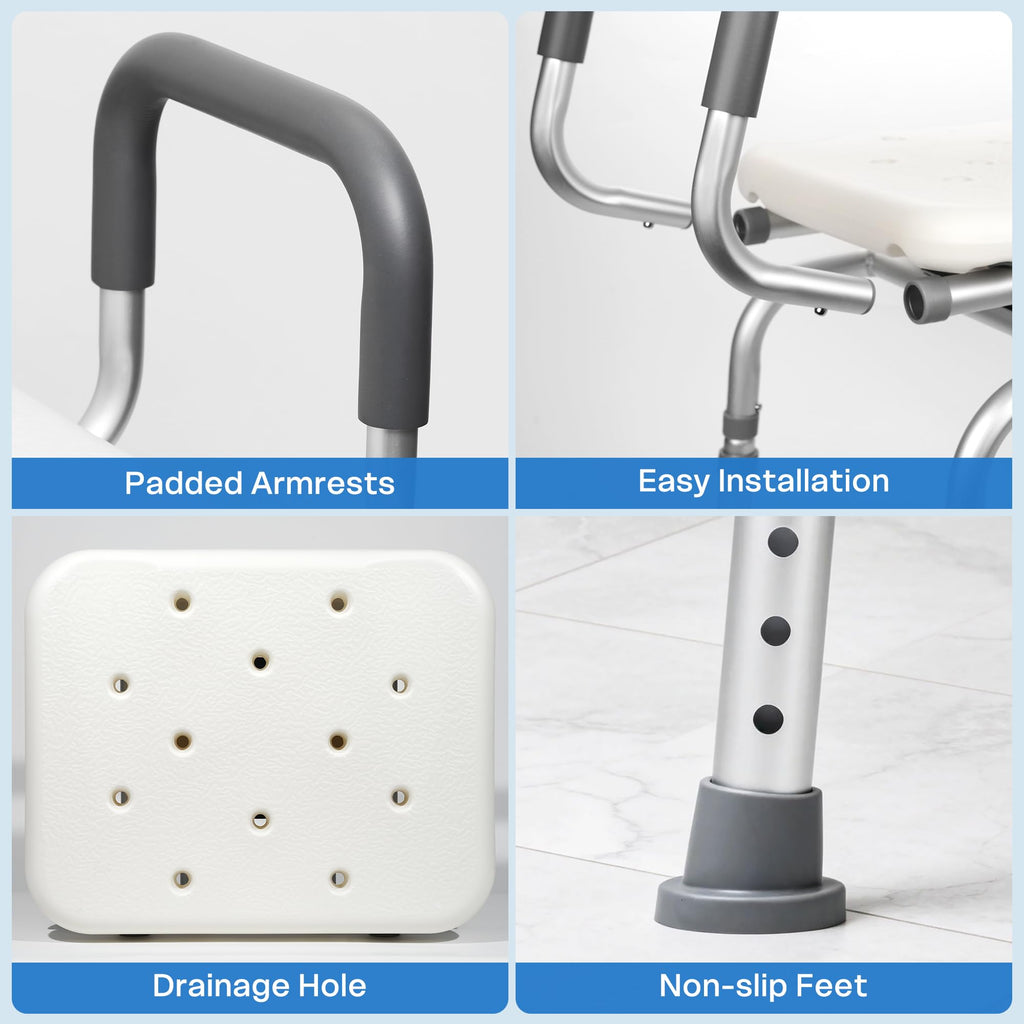 Swivel Shower Chair with Arms and Backrest D49197