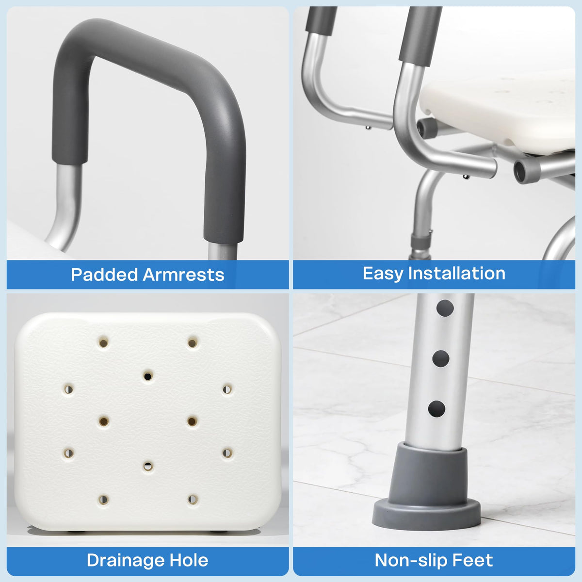 Swivel Shower Chair with Arms and Backrest D49197
