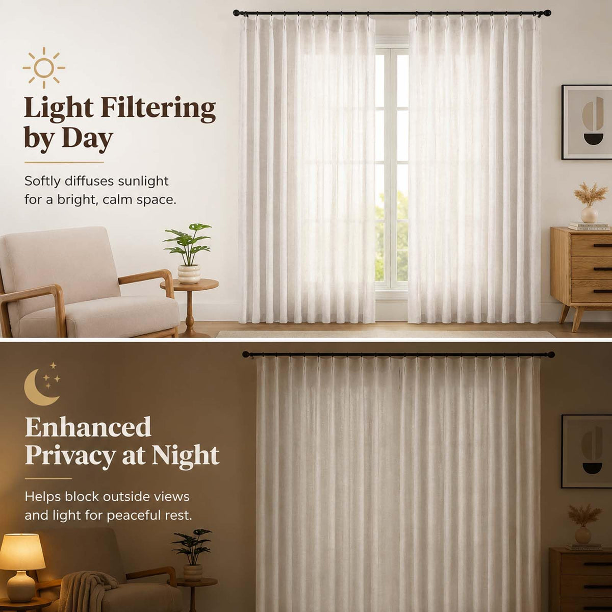 Extra Wide Pinch Pleated Curtains 90 Inches Long 2 Panels Set N857