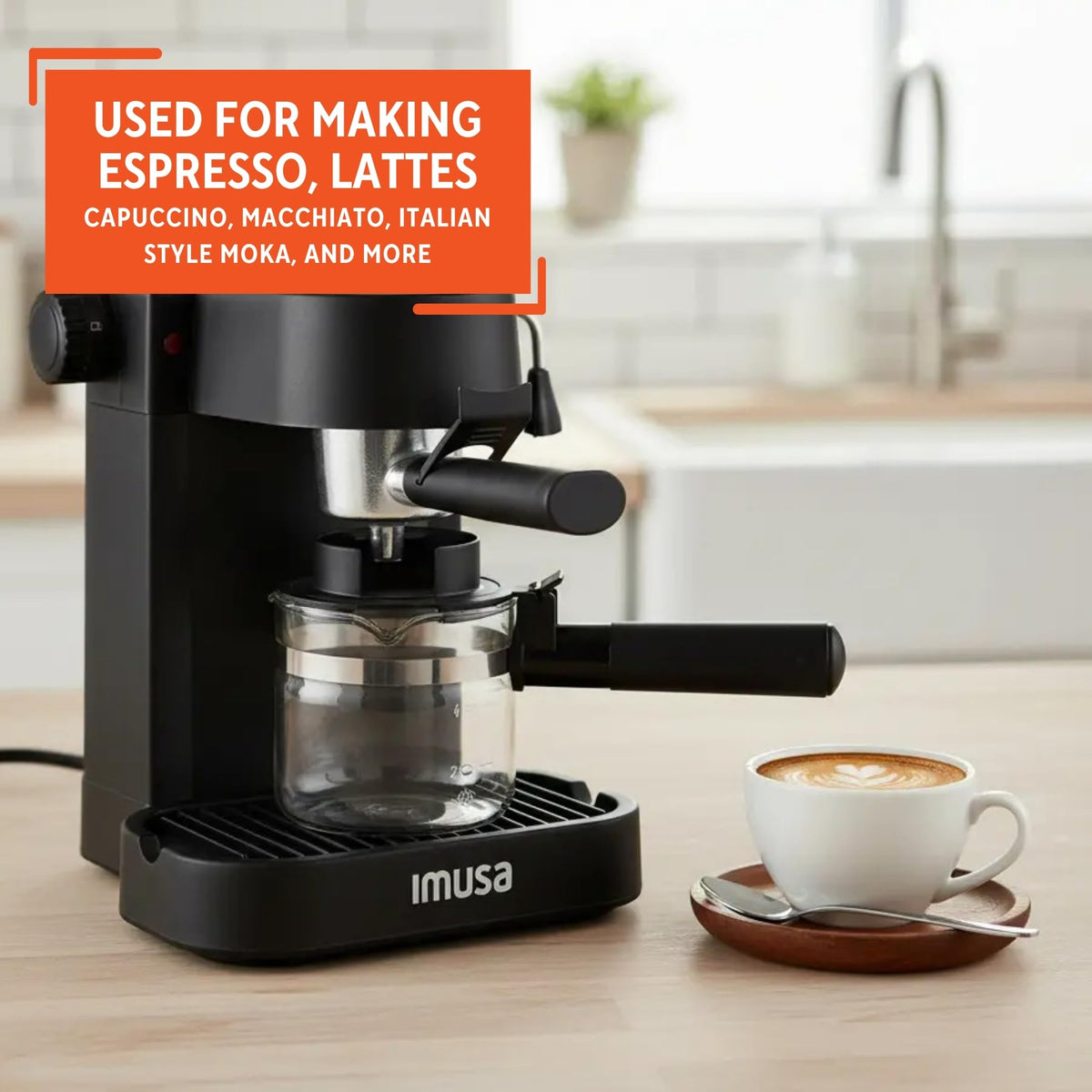 4 Cup Electric Espresso Cappuccino Coffee Maker, Black P1727