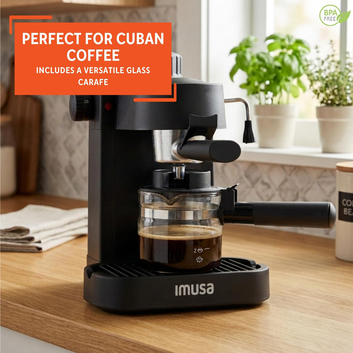 4 Cup Electric Espresso Cappuccino Coffee Maker, Black P1727