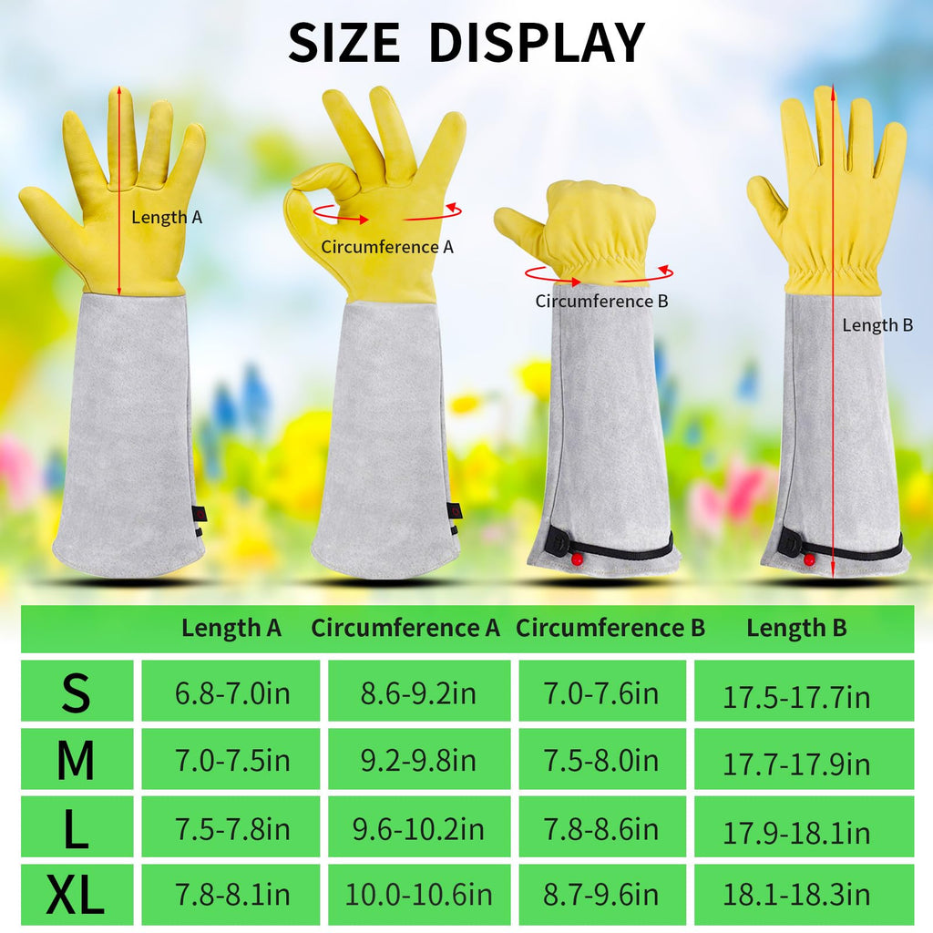 Long Leather Gardening Gloves with Adjustable Cuff O966195