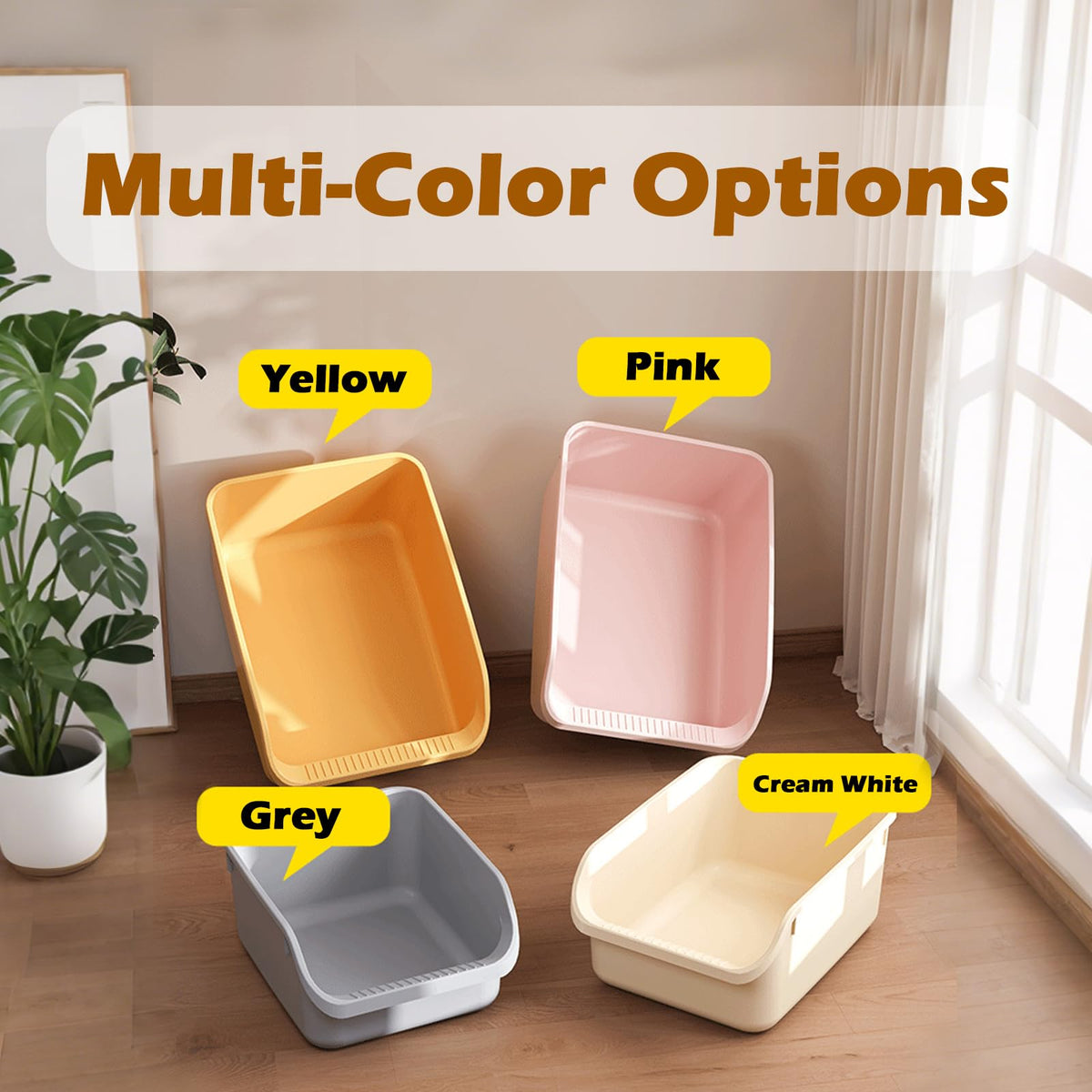 Large High Sides Cat Litter Box D450