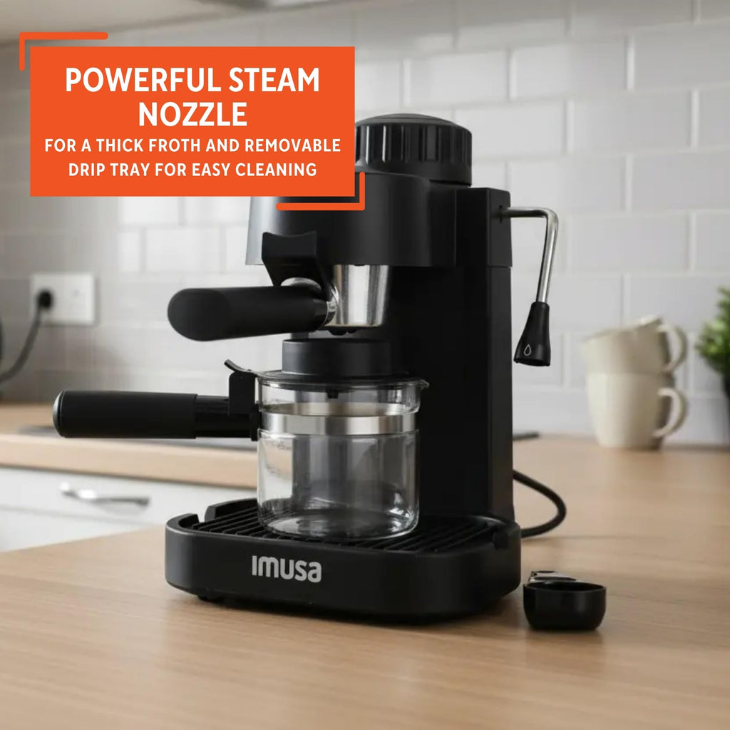 4 Cup Electric Espresso Cappuccino Coffee Maker, Black P1727