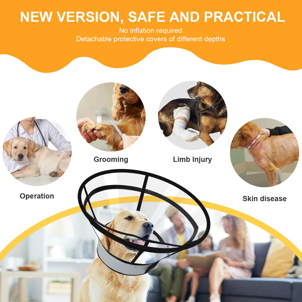 Inflatable Dog Cat Cone Collar with 2PCS Cover D653
