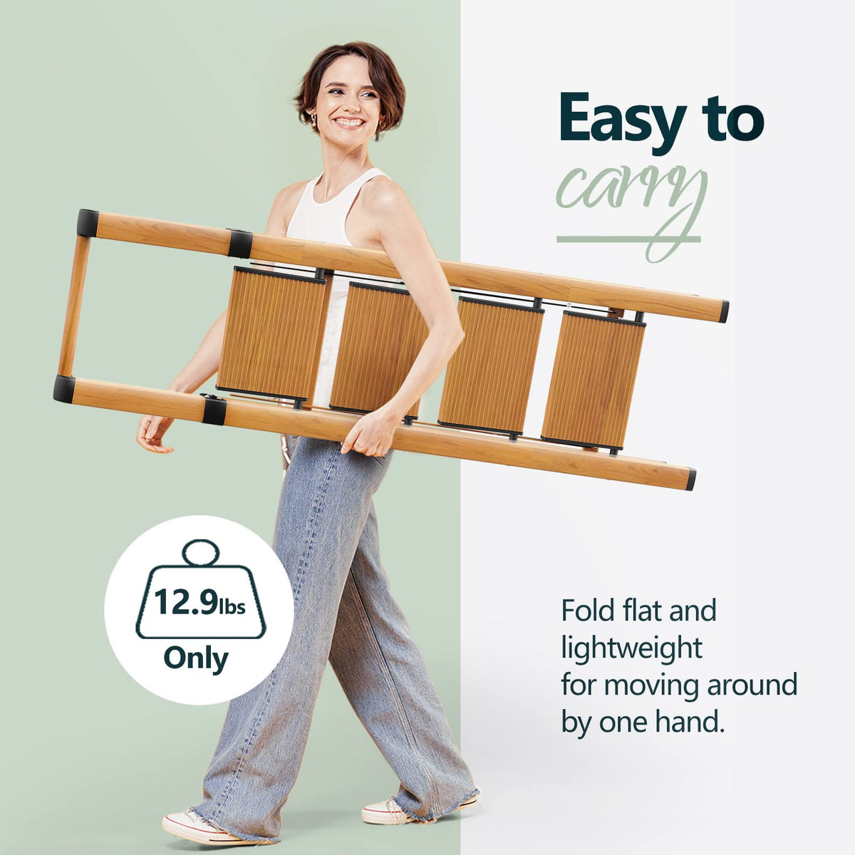 4 Step Ladders, 300lbs Load, 36'' Top Step, Wood Grain J161