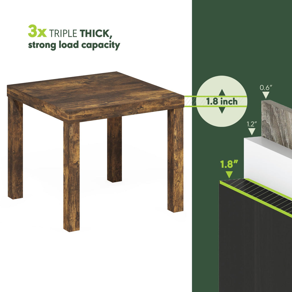 Rustic Brown Square Side Table Set of 2 W602
