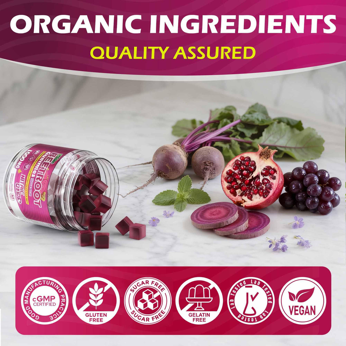 Beet Root Gummies with L-Citrulline & L-Arginine, Sugar Free K3516