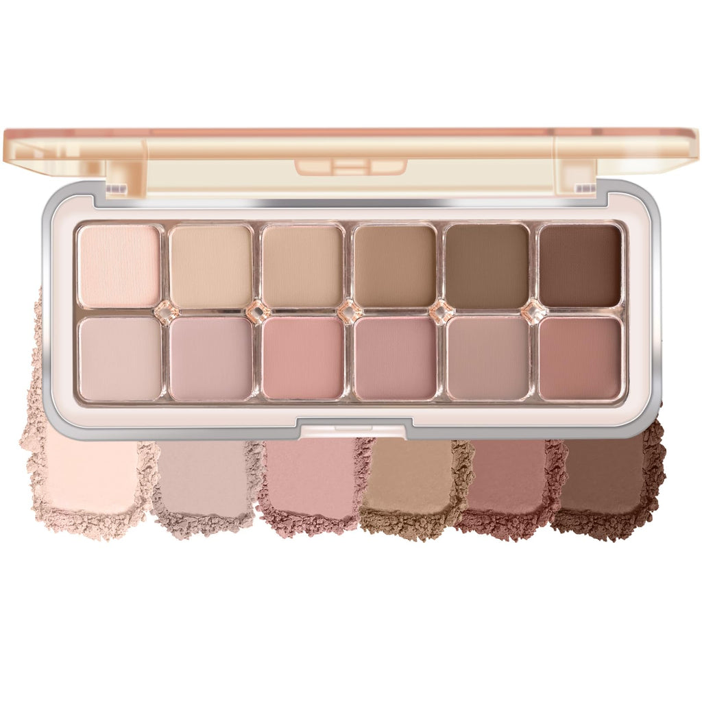 12 Color Grey Pink Eyeshadow Palette with Brush W952614