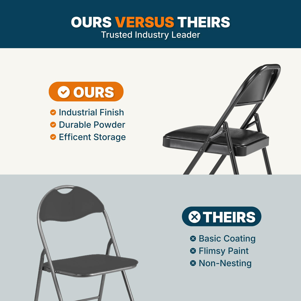 Black Vinyl Padded Steel Folding Chairs 4-Pack P491