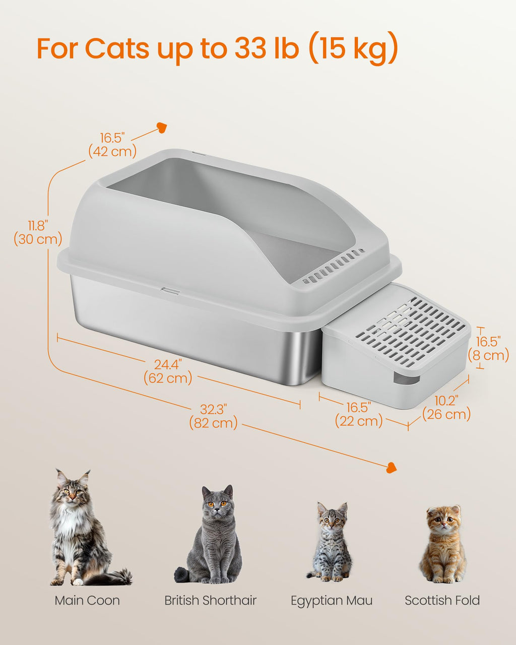 Stainless Steel Cat Litter Box N135