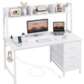 White Computer Desk with Hutch & Drawers 47 Inch L90279
