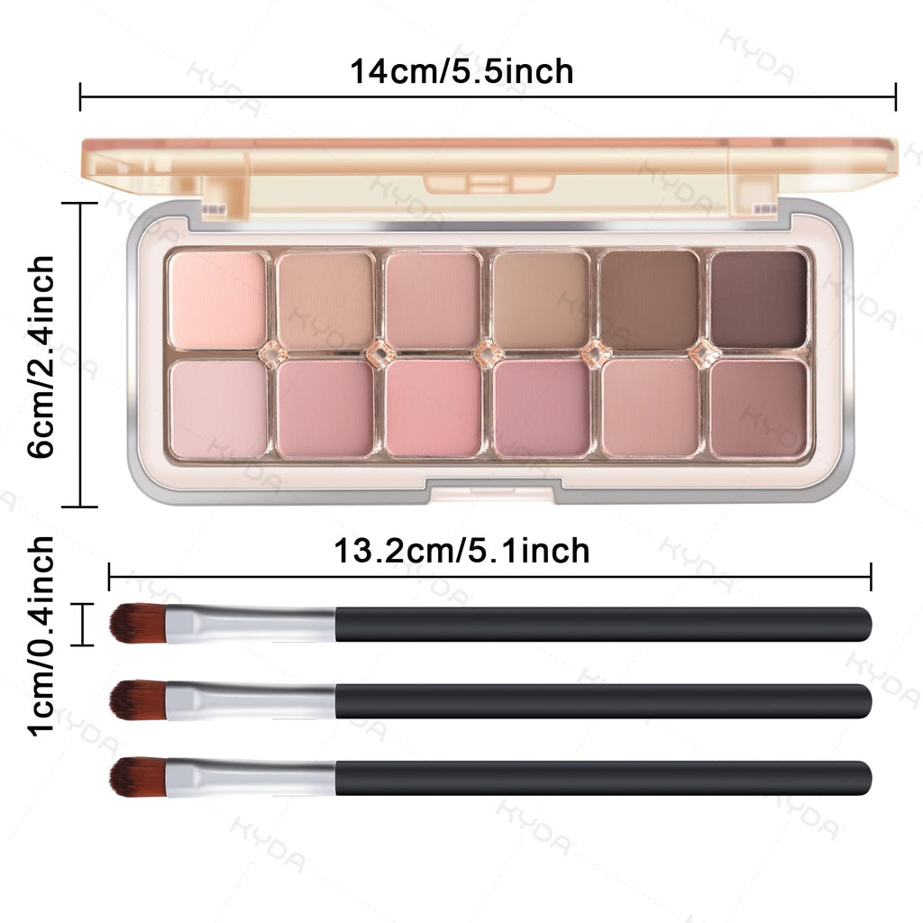 12 Color Grey Pink Eyeshadow Palette with Brush W952614
