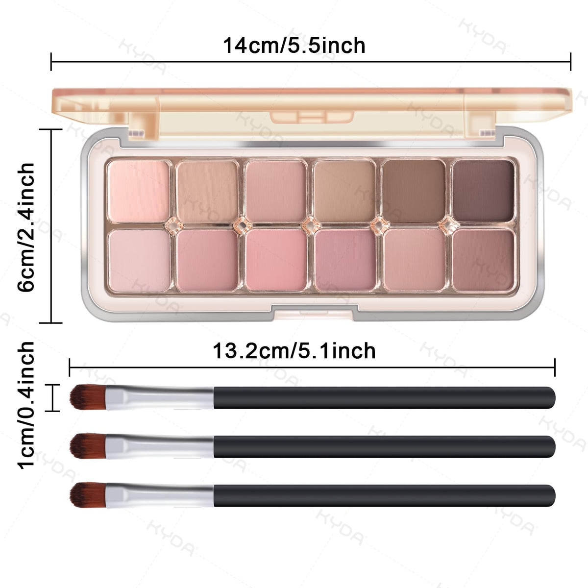 12 Color Grey Pink Eyeshadow Palette with Brush W952614
