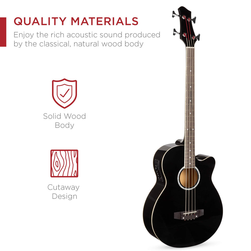 Full Size 4 String Black Acoustic Electric Bass Guitar C30259