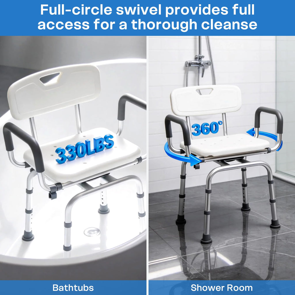 Swivel Shower Chair with Arms and Backrest D49197