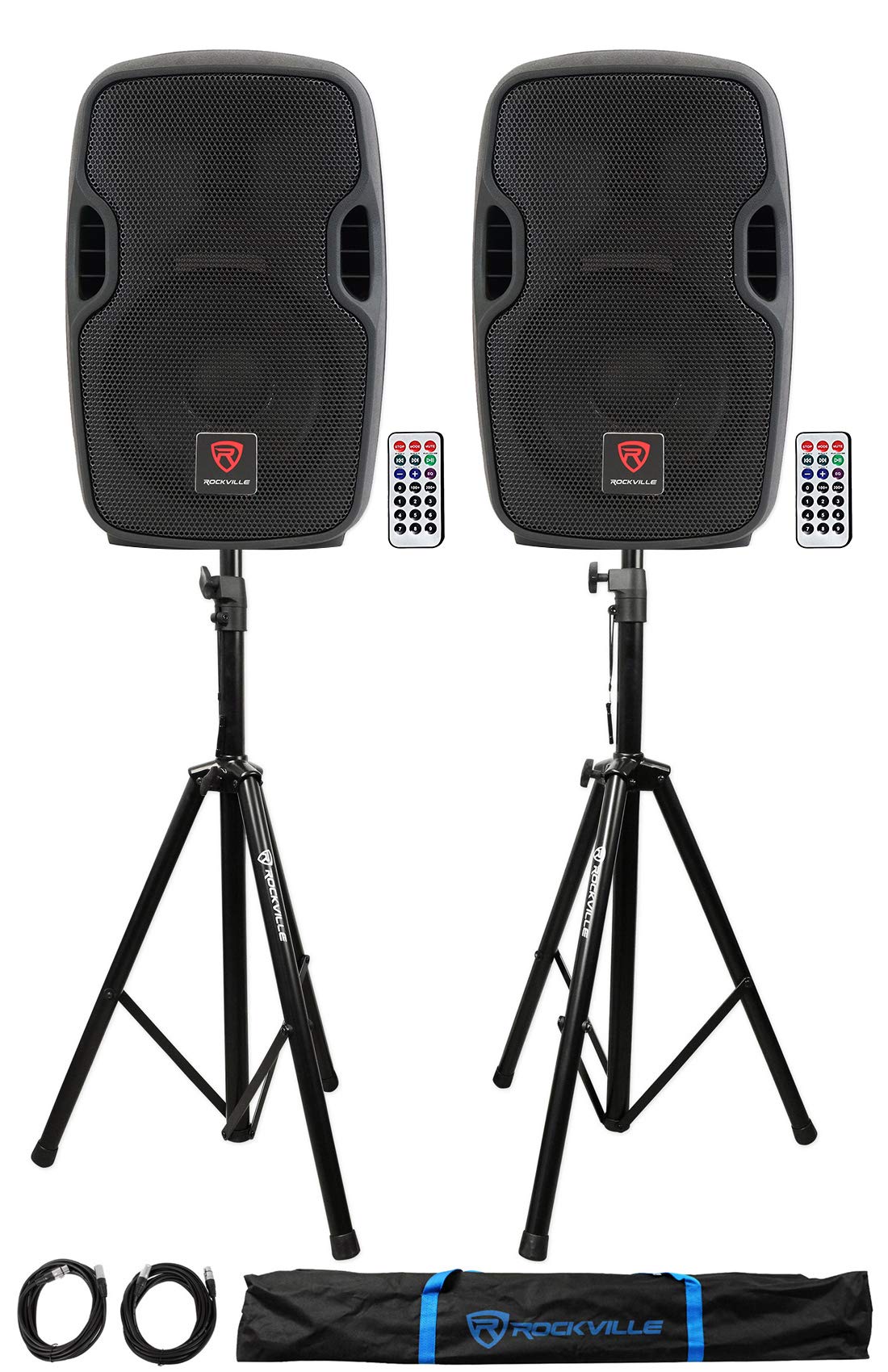8" Powered DJ PA Speaker 2-Pack with Stands Z654809