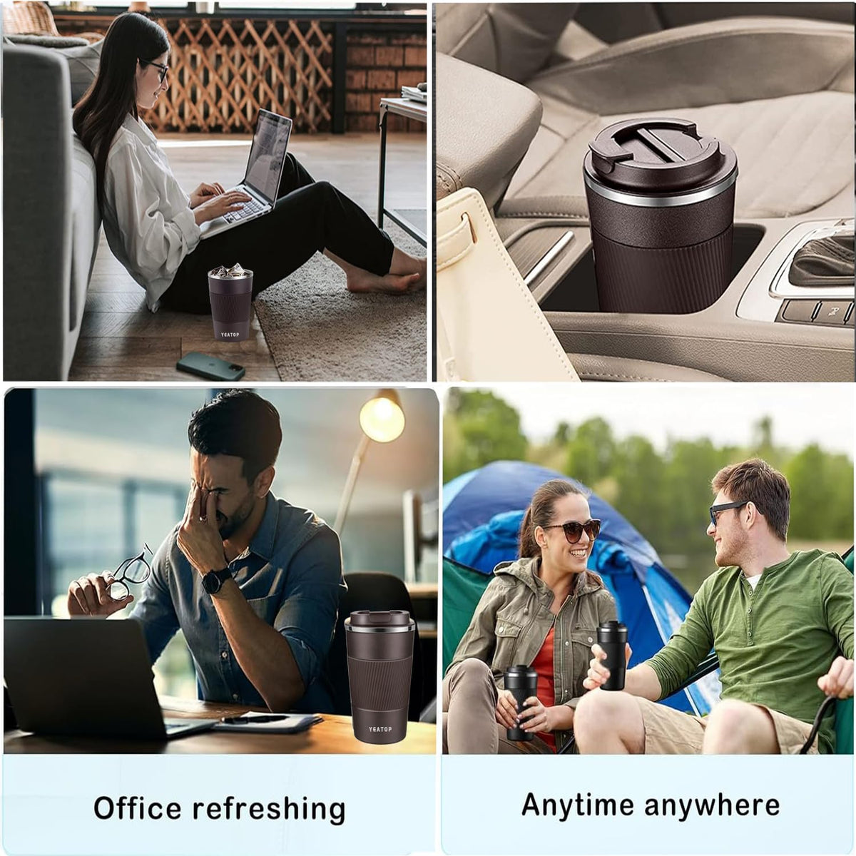 16 oz Stainless Steel Insulated Travel Coffee Mug with Lid V87288