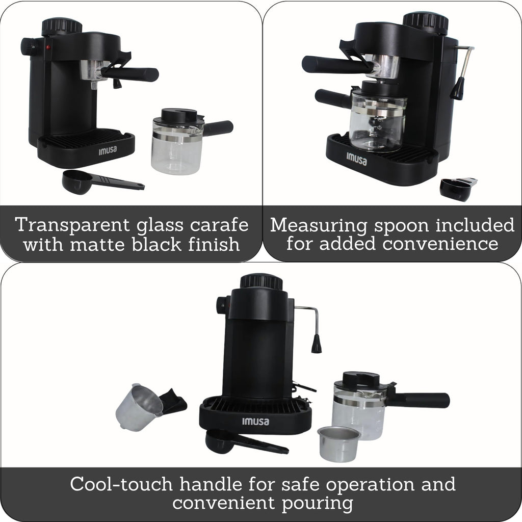 4 Cup Electric Espresso Cappuccino Coffee Maker, Black P1727