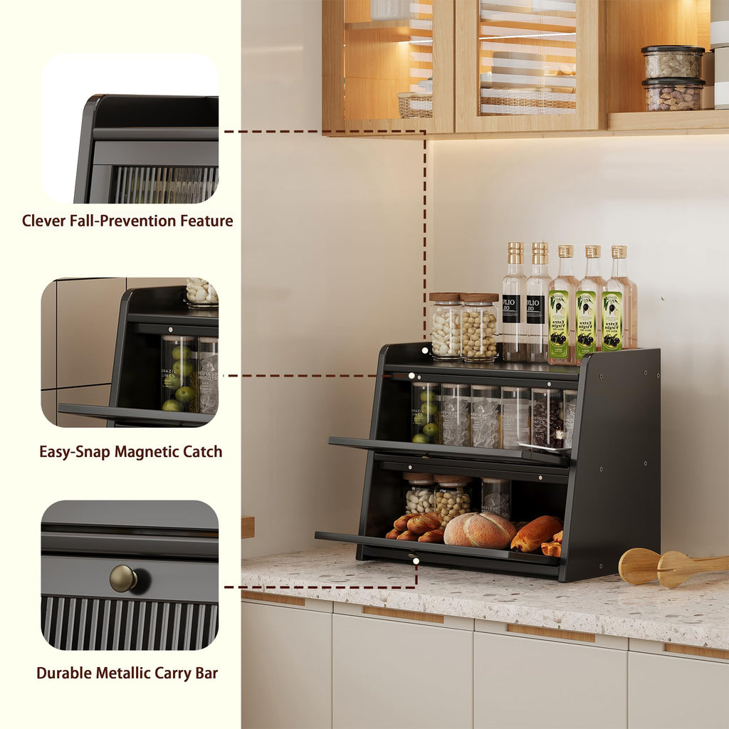 Large Bamboo Bread Box with Window L876080