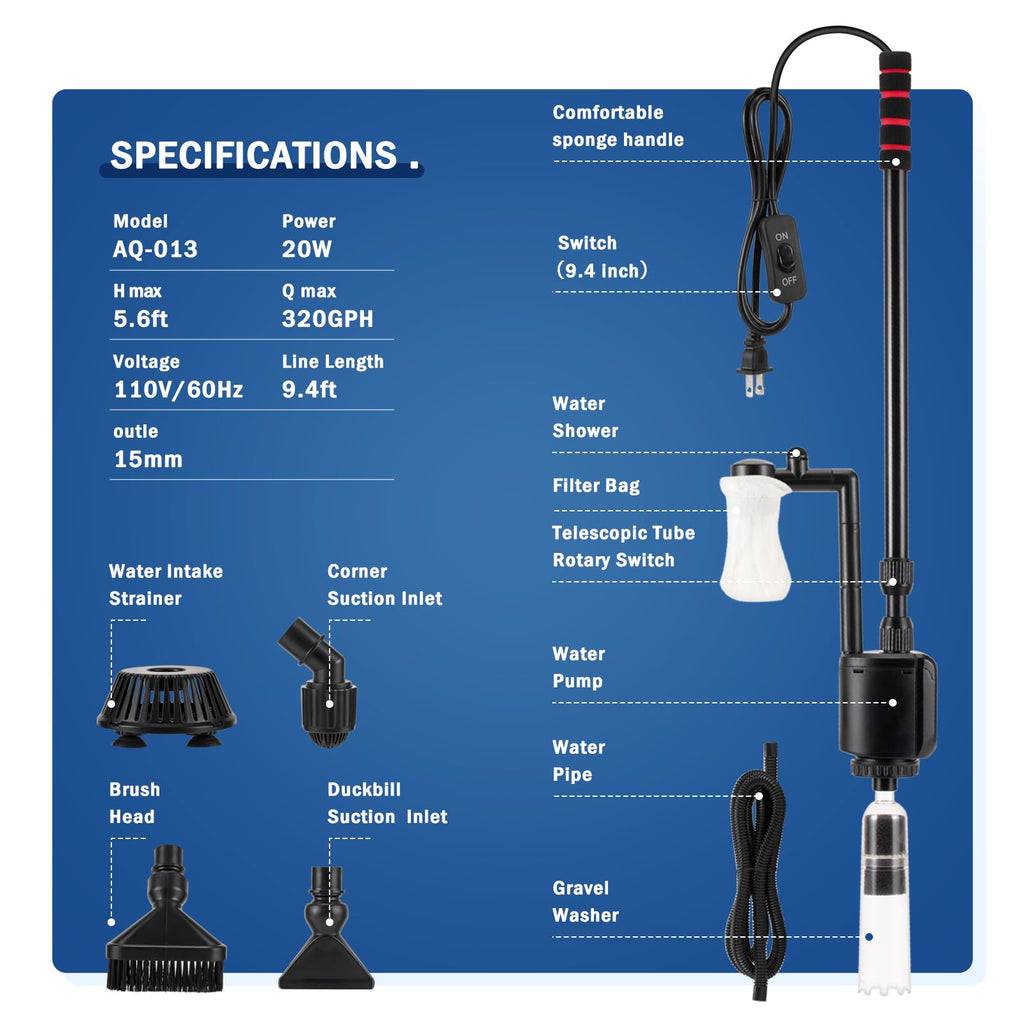 Electric Aquarium Gravel Cleaner K212