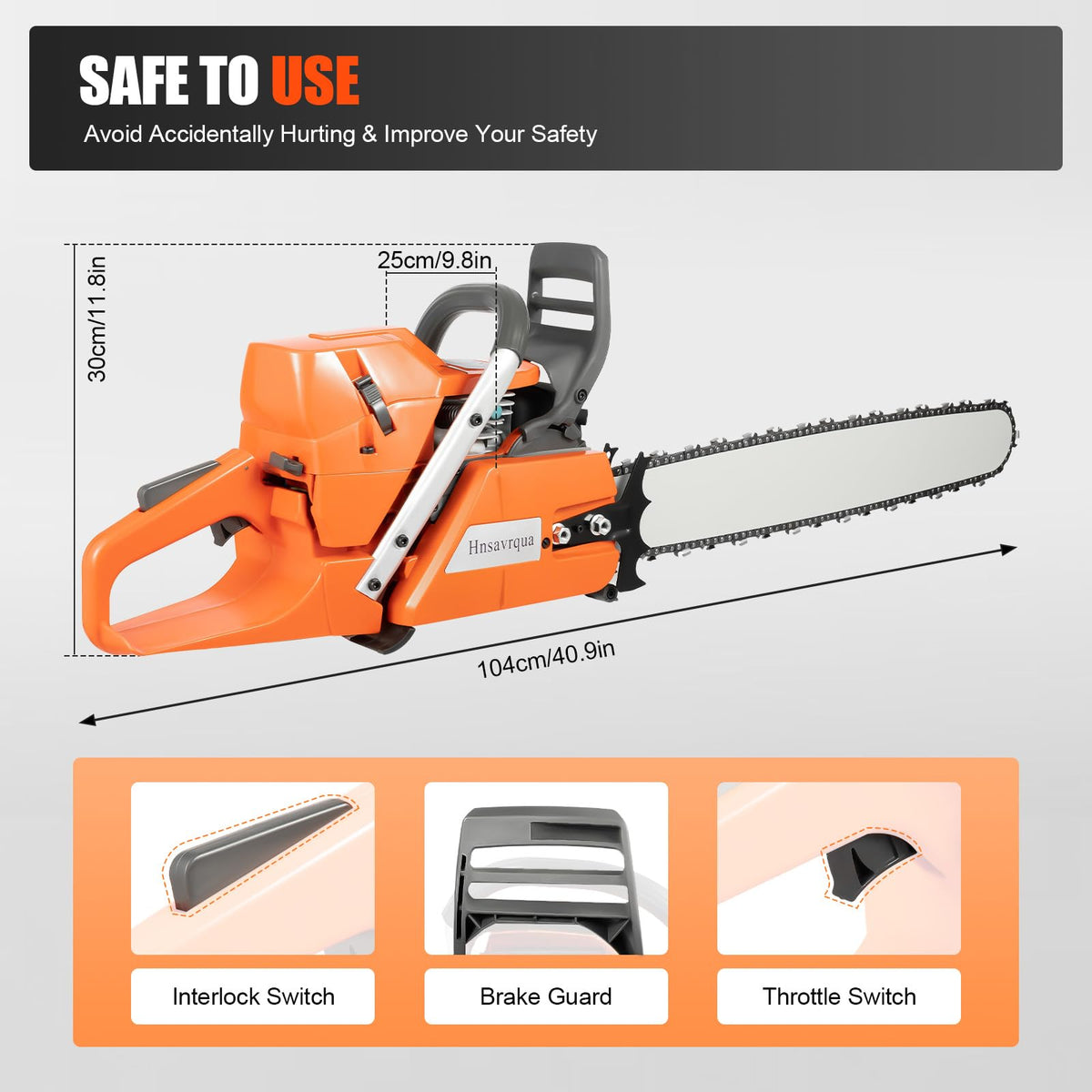 72CC Gas Chainsaw 2 Stroke 24'' Guide Board H649345