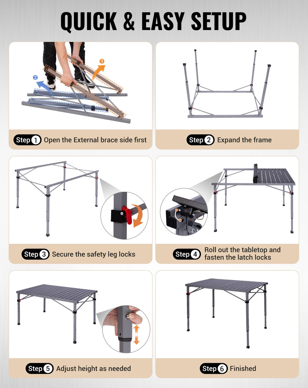 Adjustable Aluminum Camping Table J723