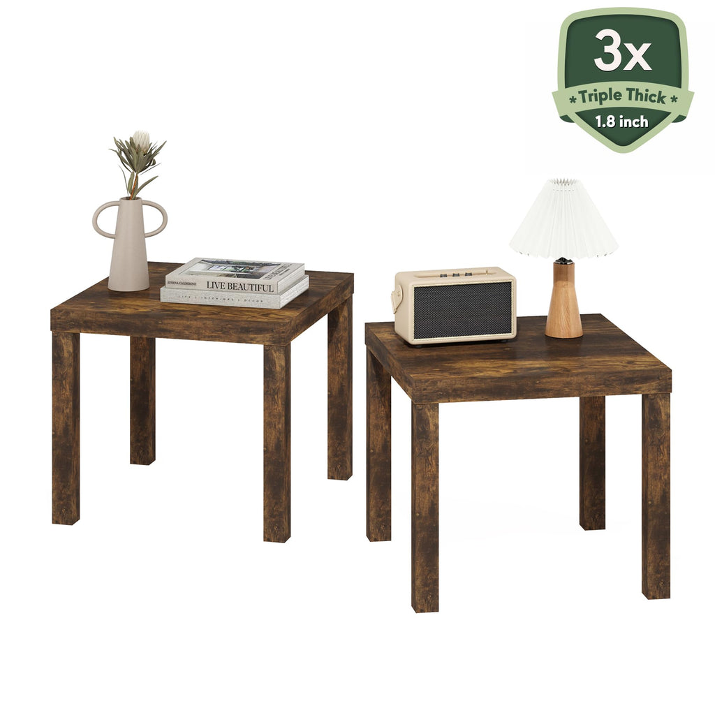 Rustic Brown Square Side Table Set of 2 W602