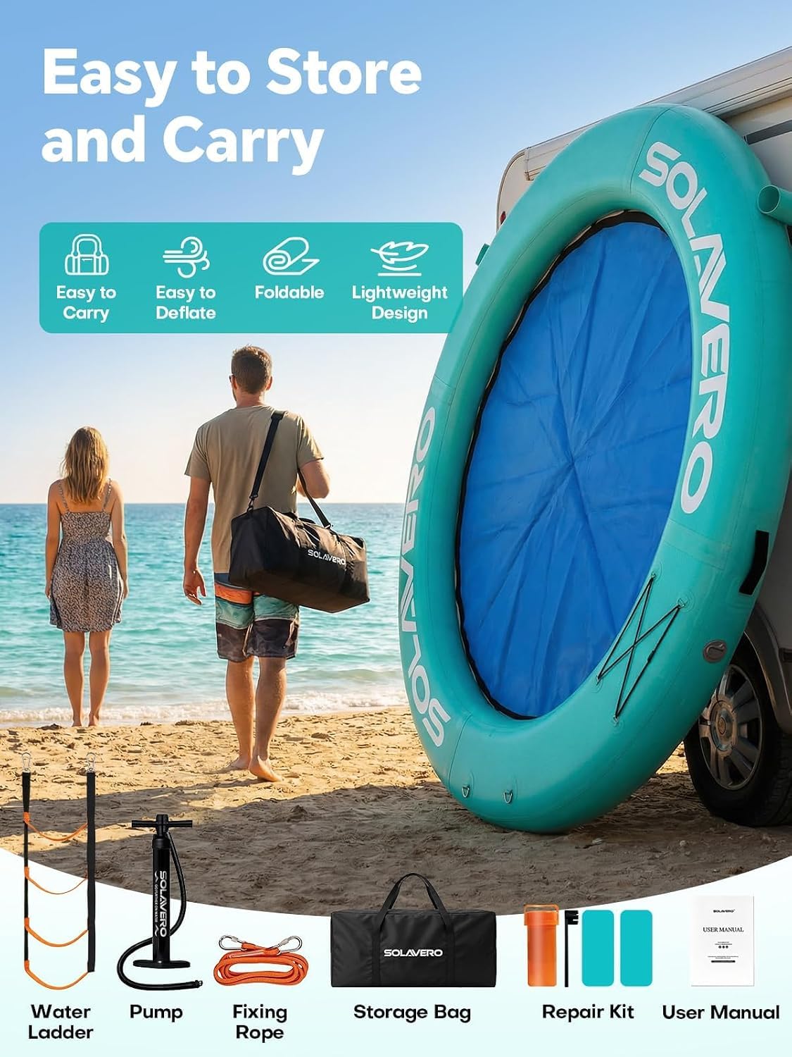 Inflatable Floating Dock and Water Hammock N535016
