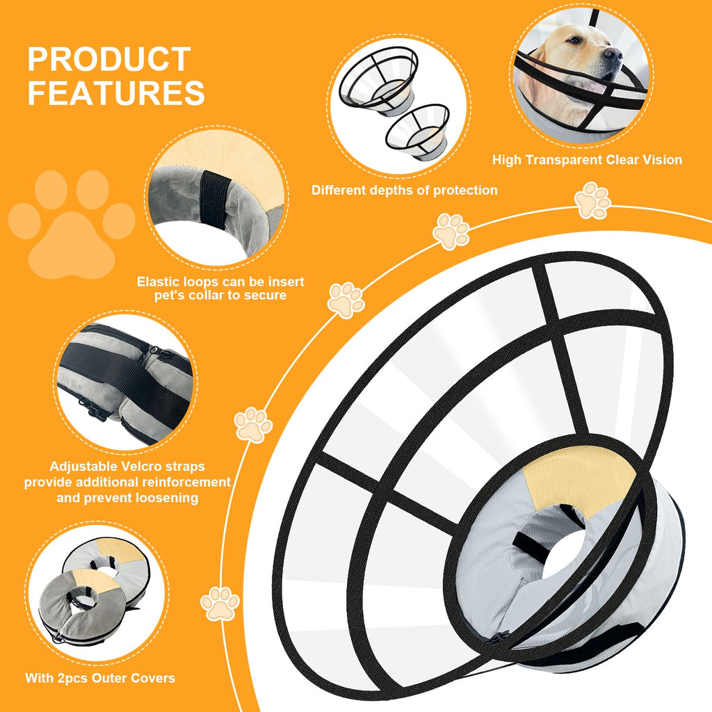 Inflatable Dog Cat Cone Collar with 2PCS Cover D653