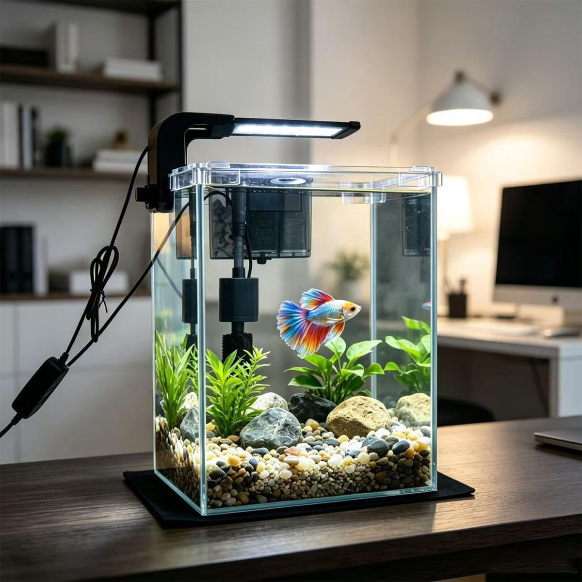 2 Gallon Betta Fish Tank with Filter and Light N7702