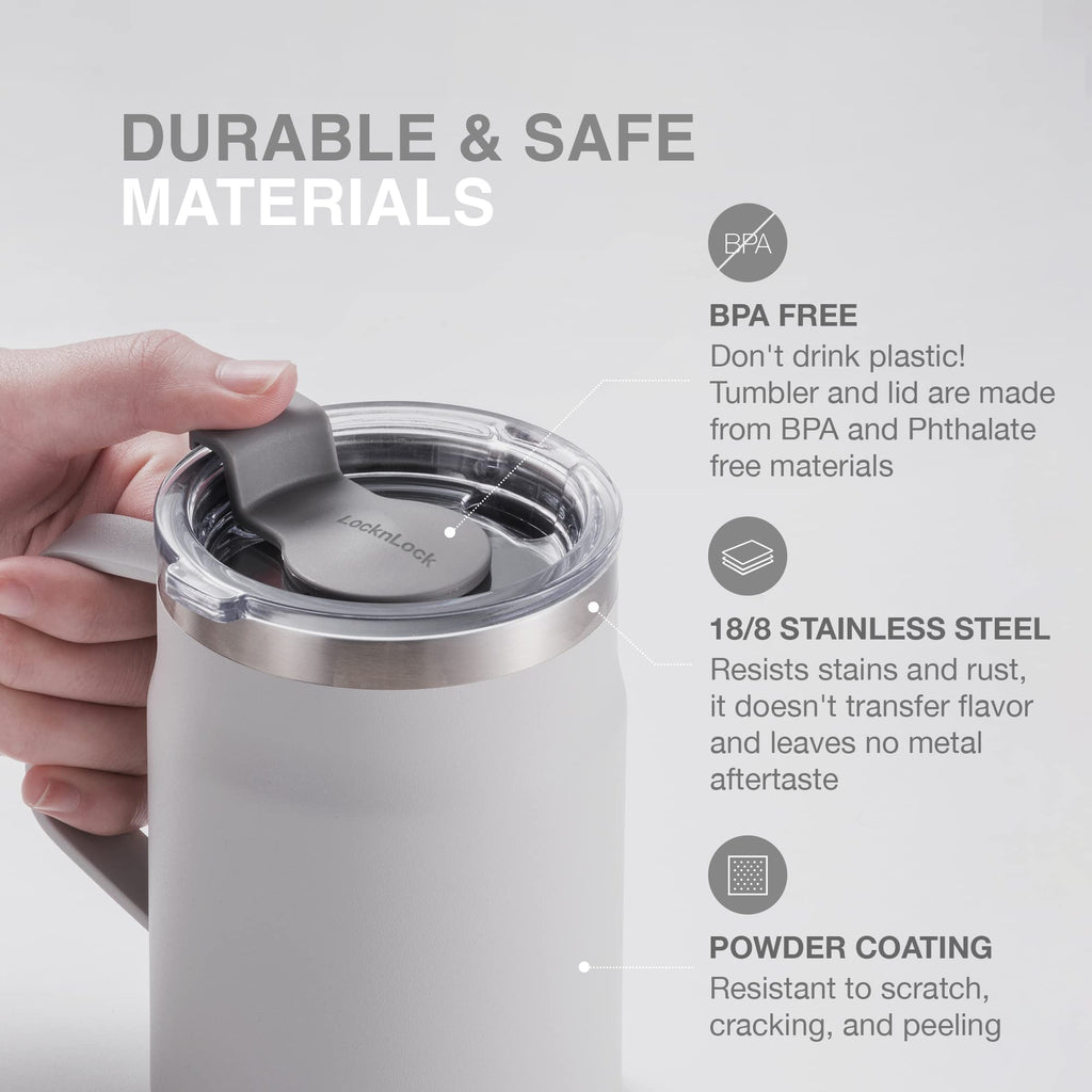 Navy 16 oz Stainless Steel Insulated Coffee Cup with Lid and Handle S421