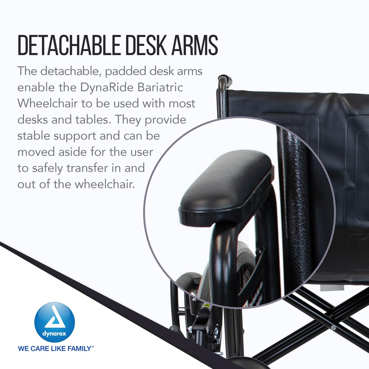 Heavy Duty Wheelchair with Detachable Desk Arms Y25906