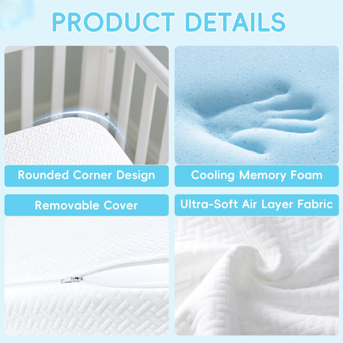 Tri-fold Portable Pack and Play Mattress with Waterproof Washable Cover T83395