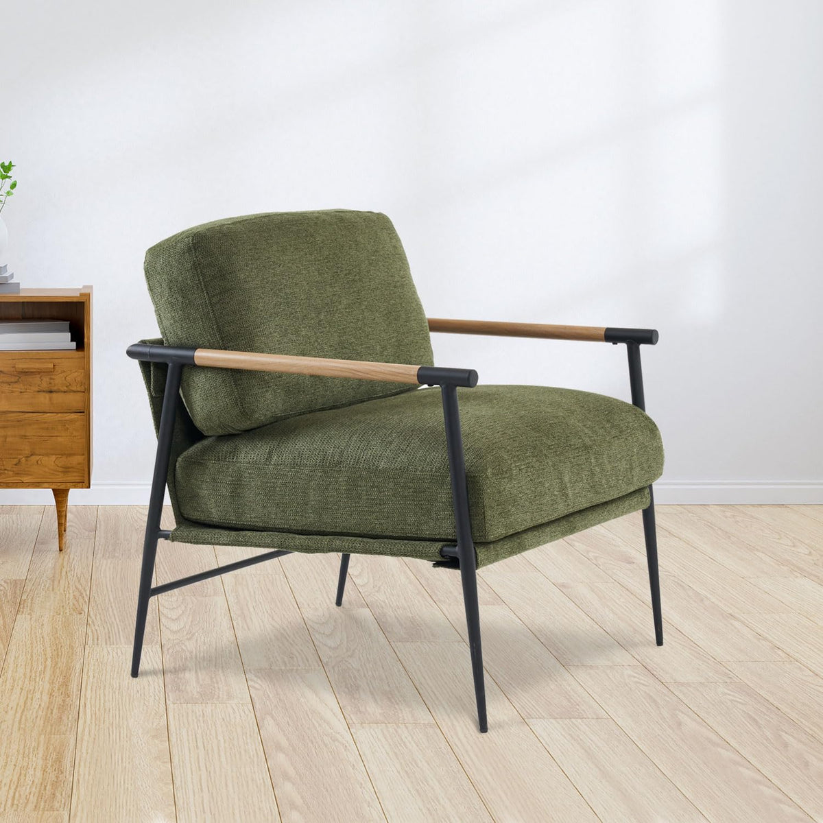 Green Chenille Accent Chair Set of 2 N67601