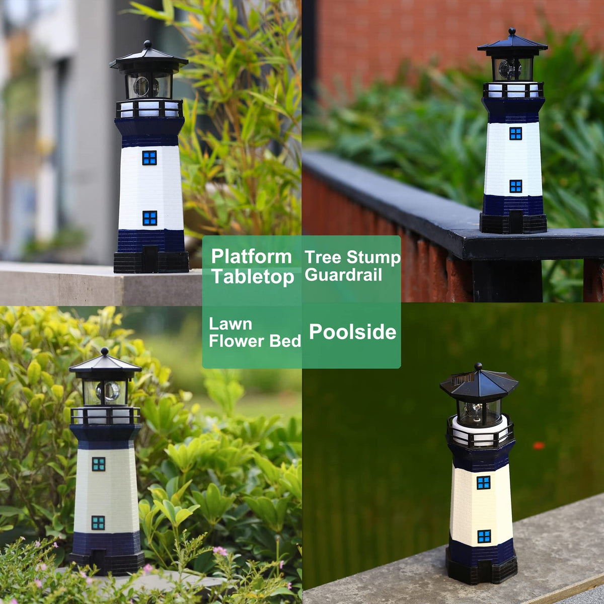 Solar LED Lighthouse Lamp Outdoor Decorative W6415