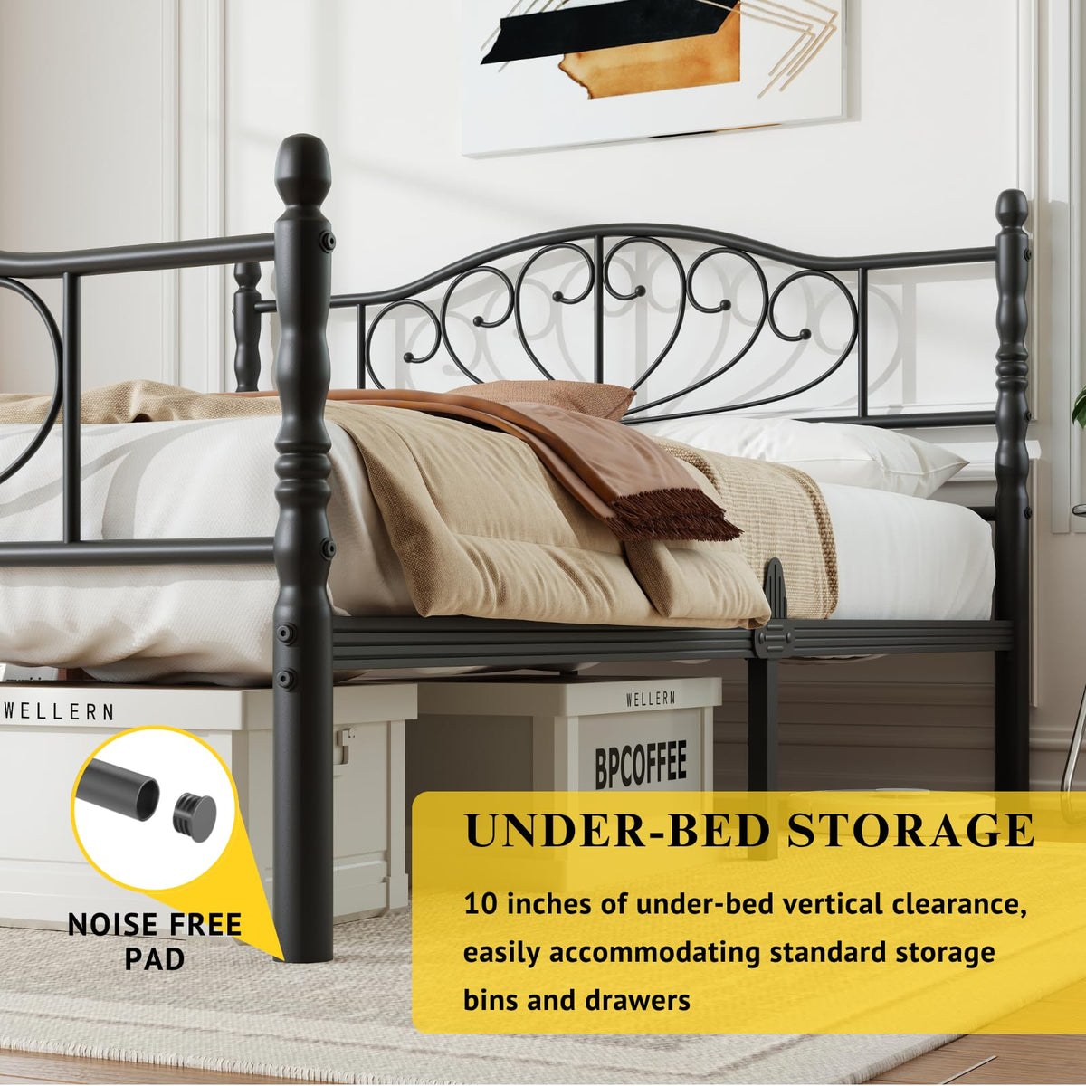 12" Metal Full Platform Bed Frame with Headboard G426