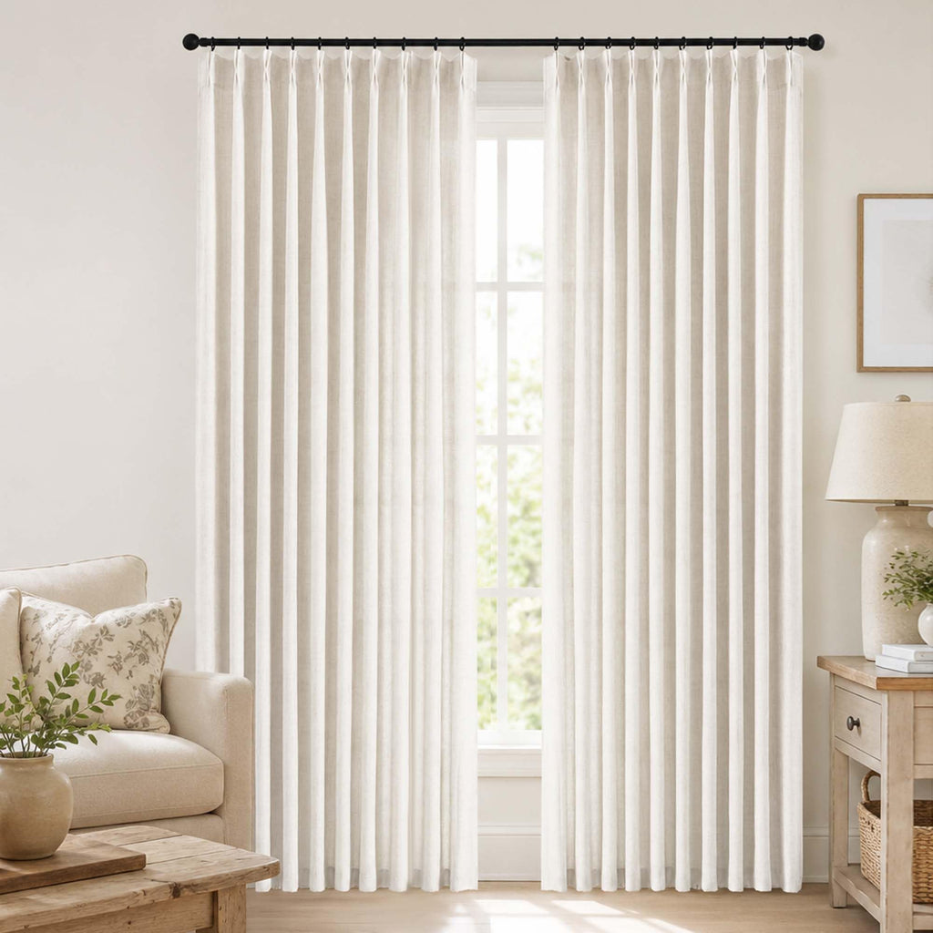 Extra Wide Pinch Pleated Curtains 90 Inches Long 2 Panels Set N857