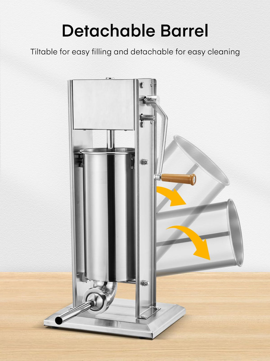 5L Stainless Steel Manual Sausage Stuffer with 4 Stuffing Tubes R2861
