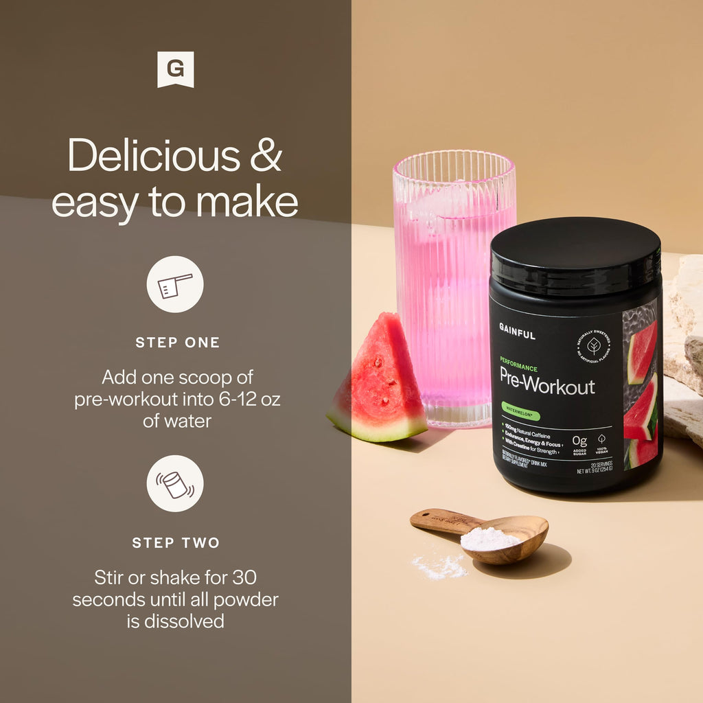 Pre-Workout Powder 3g Creatine Watermelon 20 Servings I4218