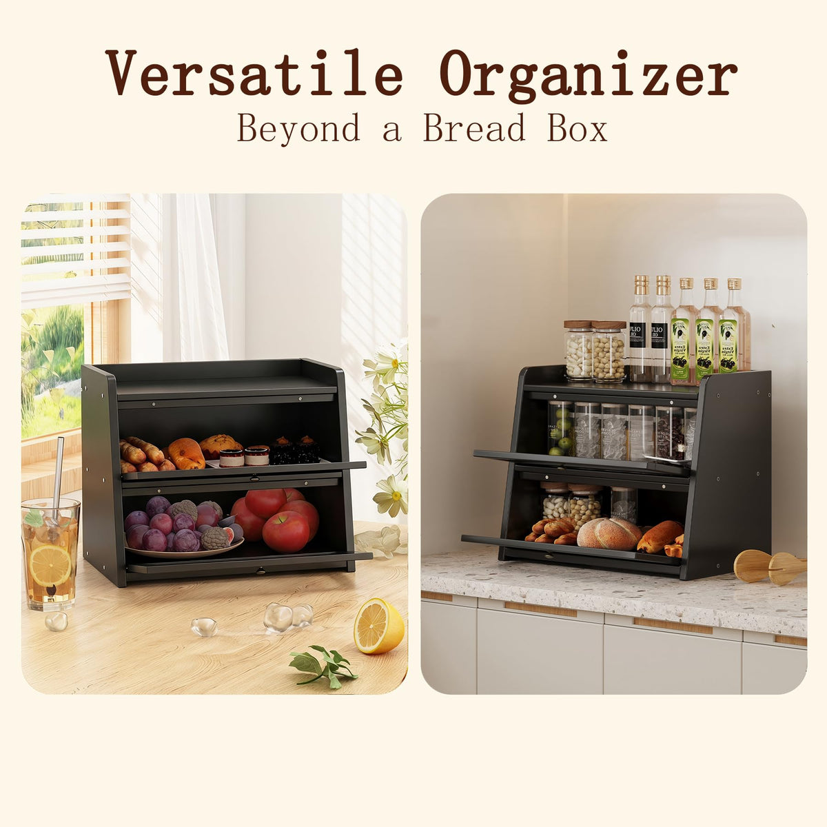 Large Bamboo Bread Box with Window L876080